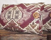 Pillow Cover 14x20 Ikat Mexican Rush Berry Crush. Raspberry, Rose Pink,Sage Green, Smokey Blue, Cream, Purple Blue