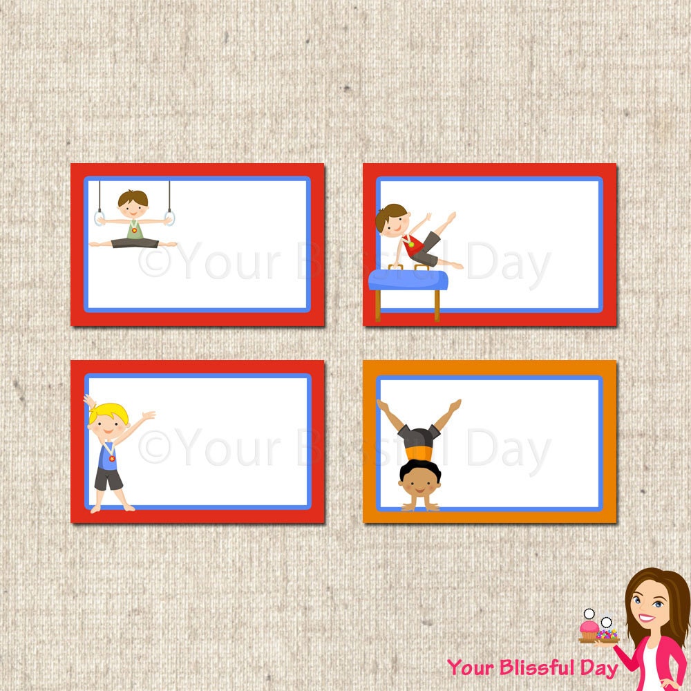 PRINTABLE Boy Gymnast Label Tents Il_570xn