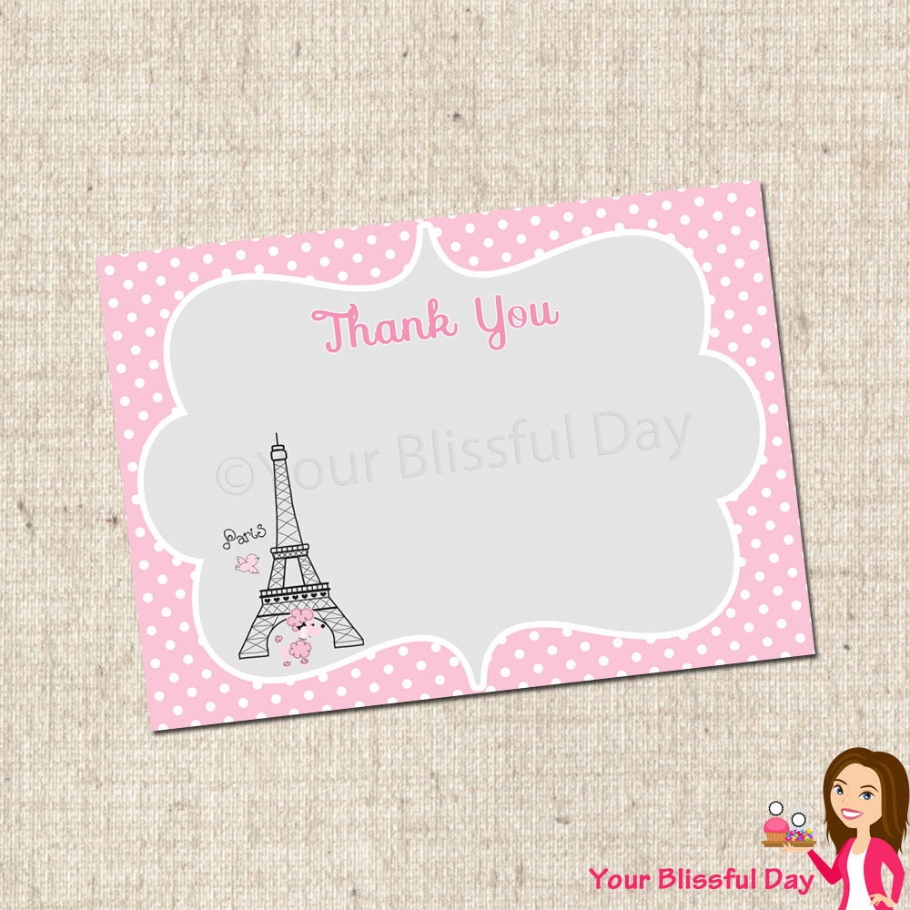 PRINTABLE Paris Party Thank You Cards Il_570xn