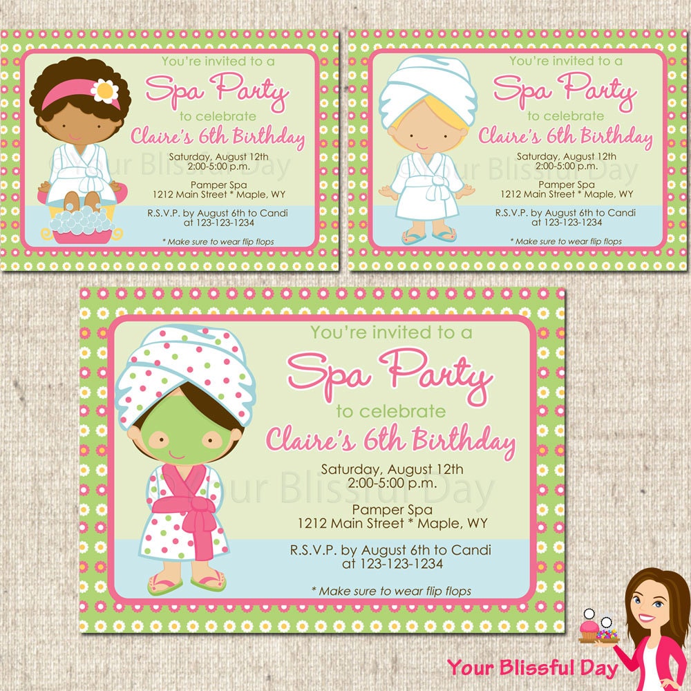 PRINTABLE Girl Spa Party Invitation (Character of your choice) Il_570xn