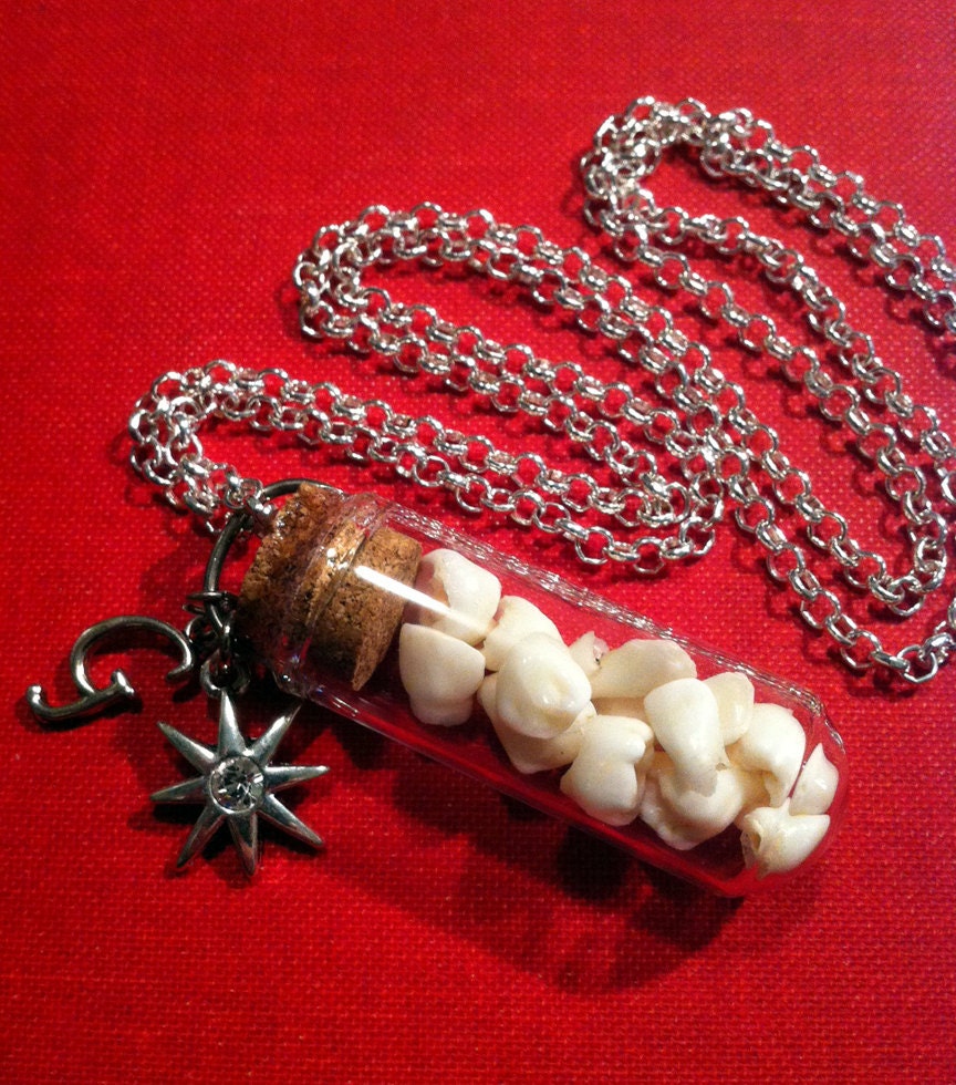 YOUR TEETH Custom Order - Your Supplied Baby or Adult Teeth Made into A Glass Vial Pendant Necklace Keepsake