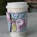 Fabric Coffee Coozie - Fabric Sleeve for Cardboard Coffee Cup - Serenade by Kate Spain, Thistle in Damson