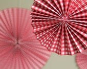 Red Gingham Print Rosette Set
