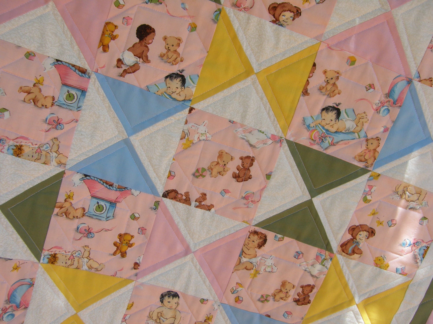 Modern Baby Quilt Girl by MoonDanceTextiles on Etsy