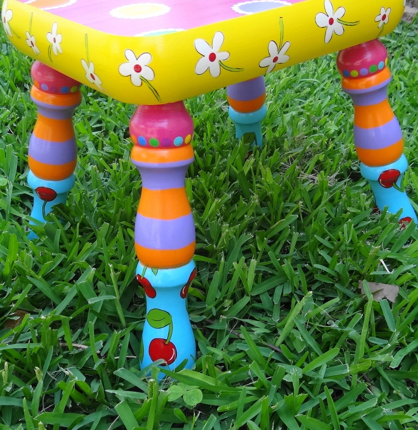 Custom Painted Foot Stool For Boys or Girls  FREE SHIPPING