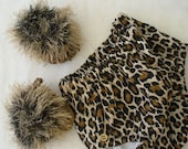 Animal print diaper cover baby bloomers,  furry slippers,  animal bootees. party themed  Photo prop. Original