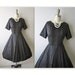 50's Shirtwaist Dress // Vintage 1950's Black Cotton Full Garden Party Shirtwaist Dress L