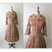 50's Plaid Dress // Vintage 1960's Plaid Cotton Shirtwaist Casual Mad Men Dress L XL