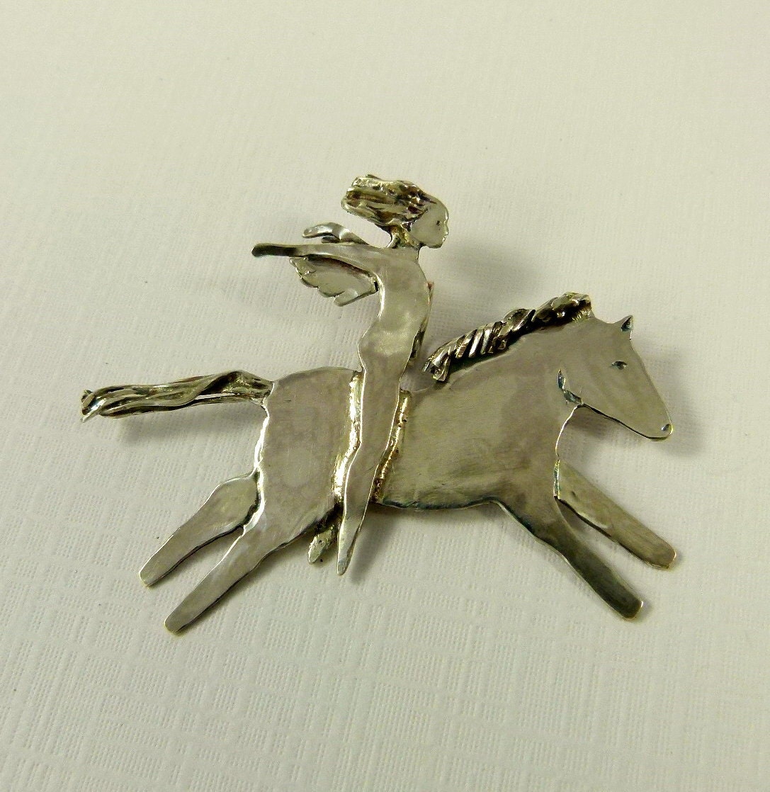 Angel Thea Is Loving The Ride - Up Cycled Sterling Silver - Art Jewelry Pendant - 902