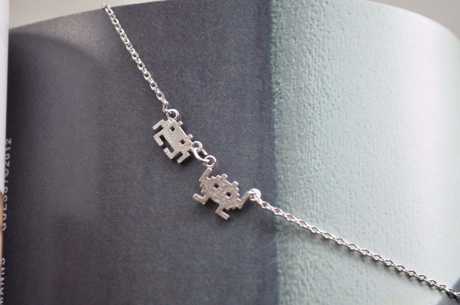 Small Pixel Robot Nerdie Necklace