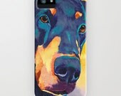 iPhone Case Doberman Dog - Pet Painting - Brazen Art Cell Phone Cover - iPhone 5 iPhone 4 iPhone 3 Case