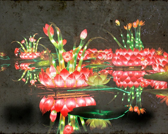 China Art - Night photography red lanterns fairy tale landscape fine art photography print, 10x8