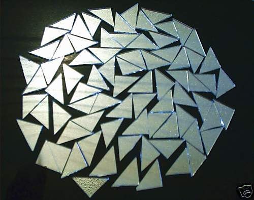 200 Triangle silver Mirror Handcut  Mosaic Glass Tiles 1/2 inch art craft hobby