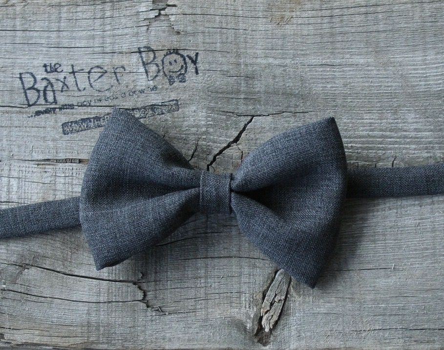Dark Grey polyester little boy bow tie - photo prop, wedding, ring bearer, accessory