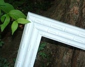 FAUX Bamboo White Large Wall Mirror 41 1/2 x 29 1/2 Thick 5 1/2 inch FRAME,Hollywood Regency, Modern,Sign