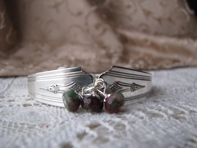 Spoon bracelet - Spoon Jewelry - Vintage Silver Plate Spoons - Art Deco - "Charmion" -  Peerless Silver Plate, 1933