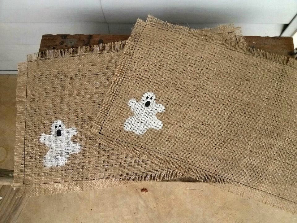 Ghostly Burlap Placemats (set of 4)