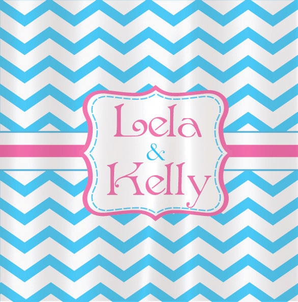 Personalized Shower Curtain aqua pink