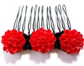 Black and Red Pin Up Comb - MegansBeadedDesigns