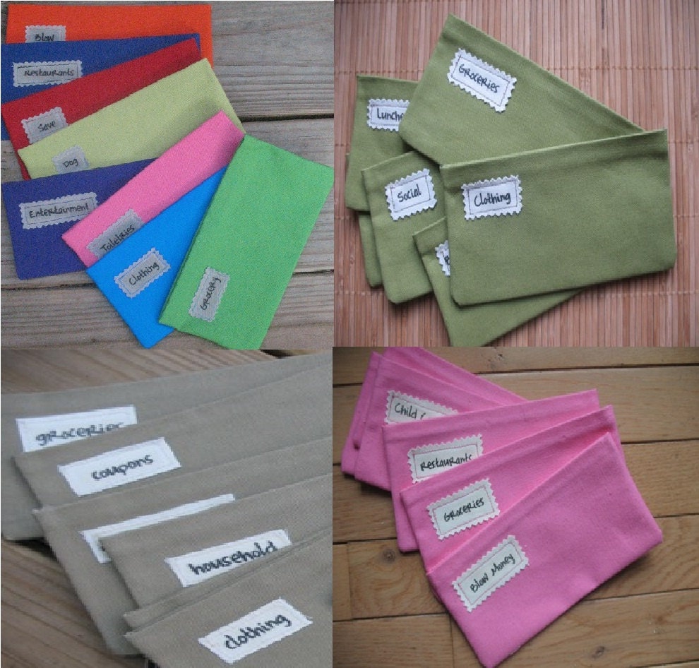 SIX SOLID Cash Envelopes Velcro Closures or Non Velcro Closures
