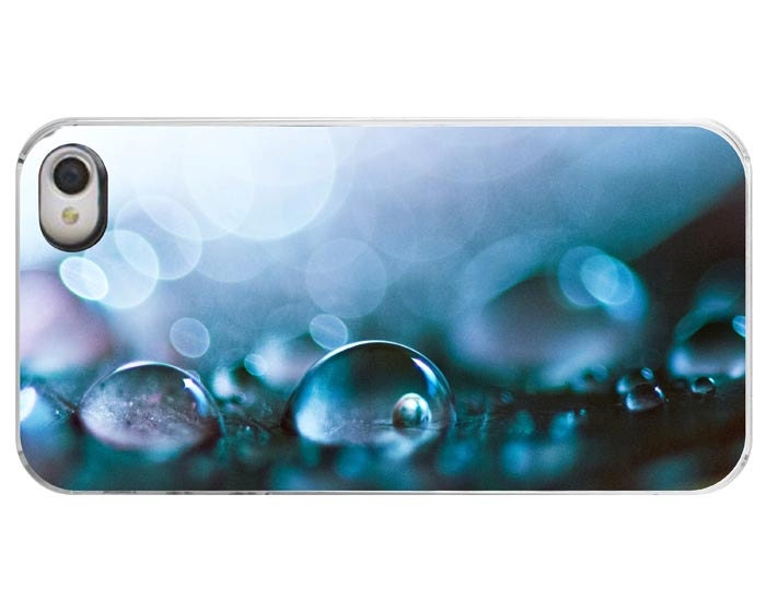Winter Blue, Iphone Case-Water Dops, Bokeh, Iphone 4 Case, iphone 4s Case, Cobalt Blue, White, Macro, Fun