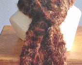 Soft Dark Brown Hand Knit Scarf