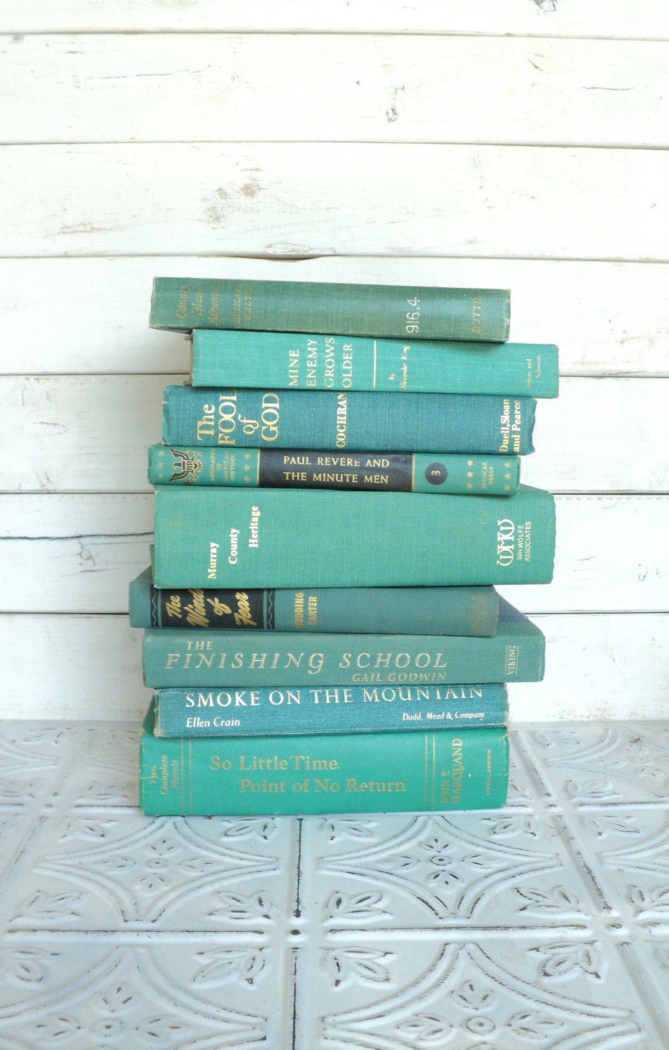 Ocean Books Instant Library Collection Decorative Books Photography Props Turquoise Books by the Foot Teal Green Aqua Blue