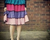 Vintage 70s multi colored tiered ruffle square dancing skirt