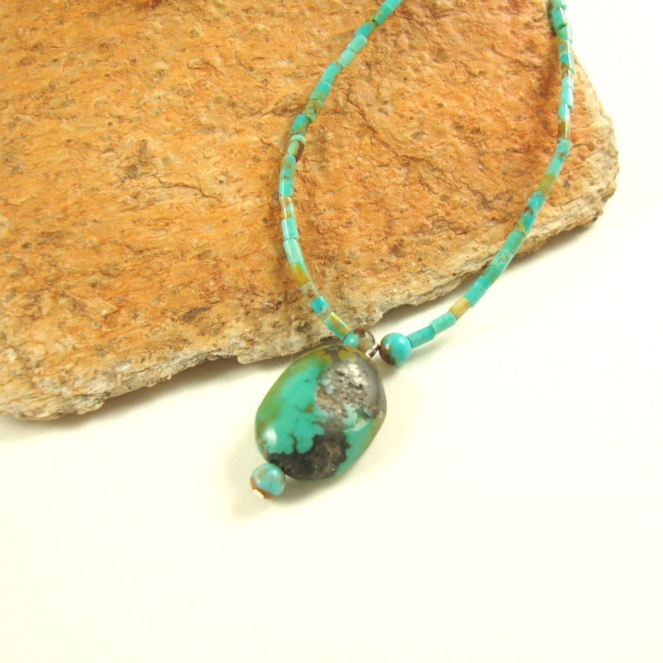 Jewelry Pendant Turquoise Stone Boulder Turquoise Heishi Sterling