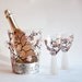Glass Champagne Bucket Hand Painted Cherry Blossom Sakura Swarovski Crystals Silver Aging