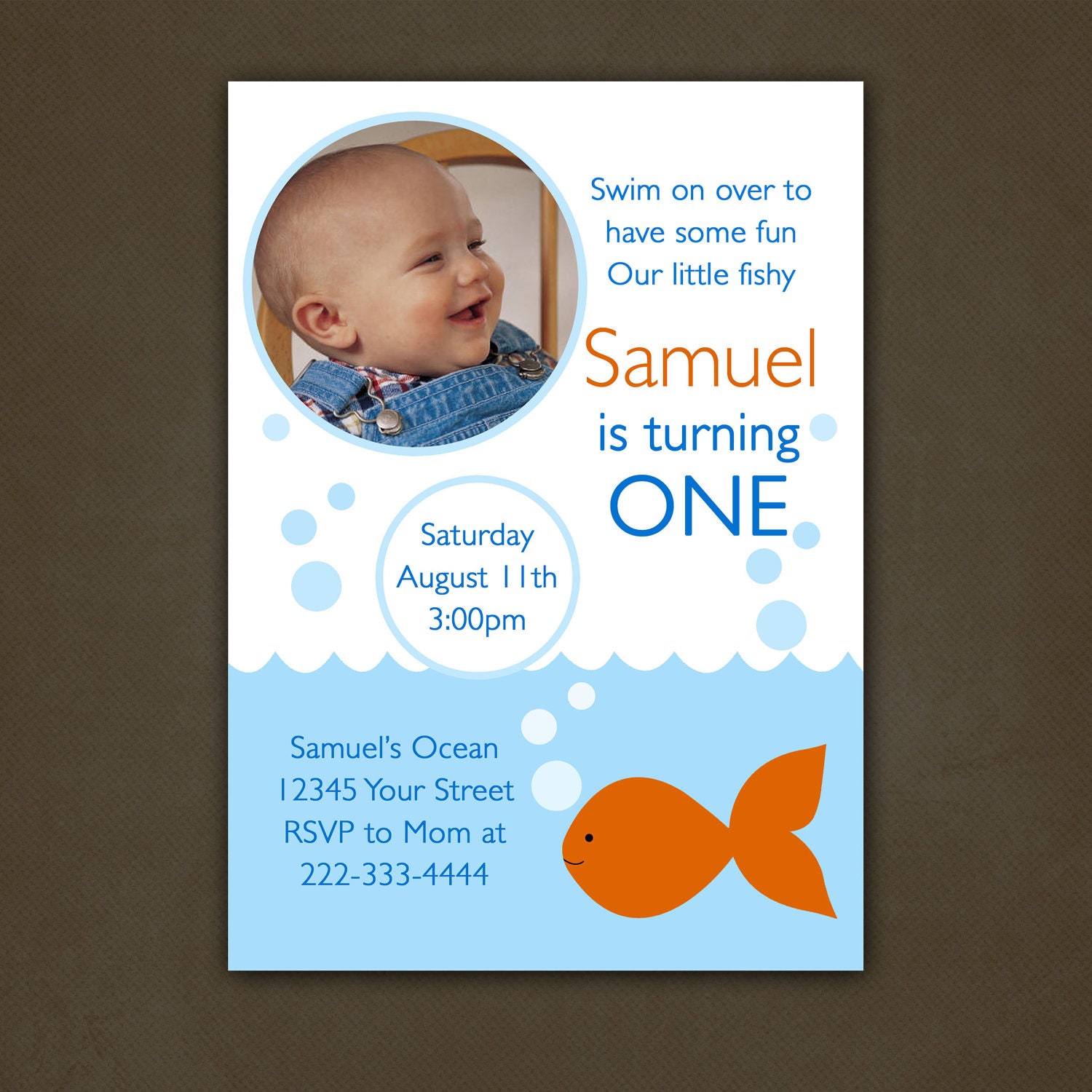 Fish Birthday Party Invitation Printable File