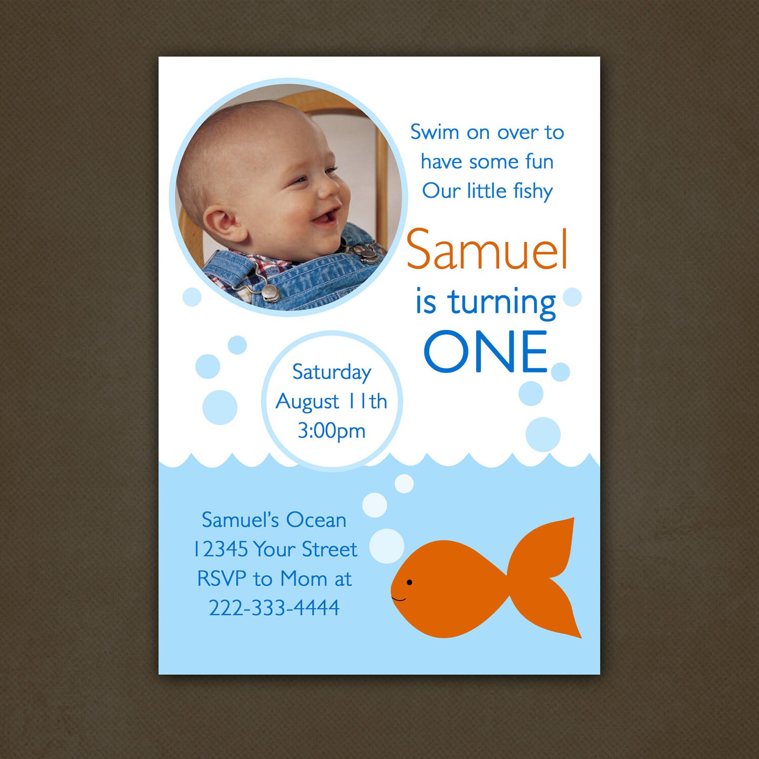 Fish Birthday Party Invitation Printable File by PinkSkyPrintables