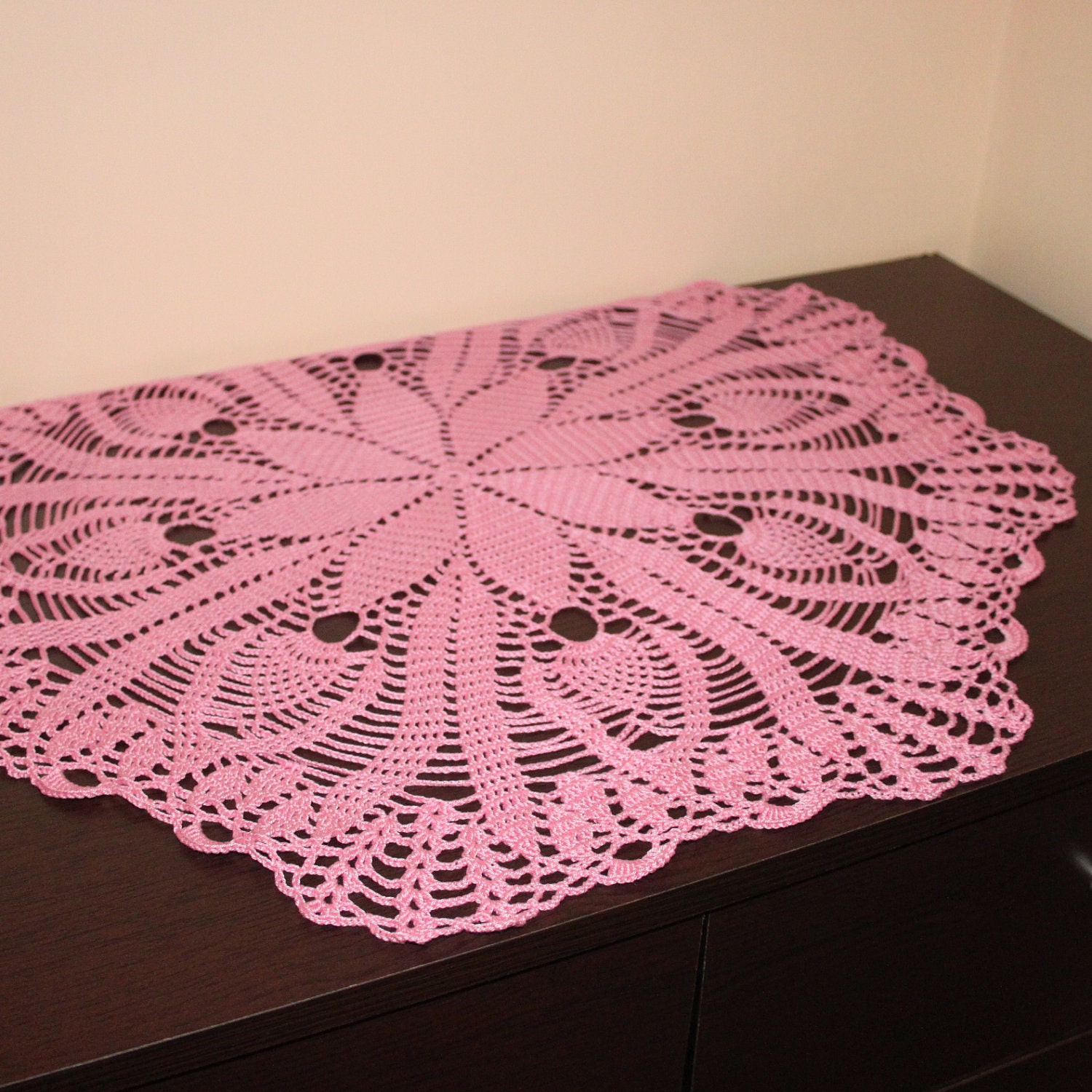 Crochet doily, lace doily, table decoration, crocheted place mat, center piece,doily tablecloth, table runner, napkin, pink