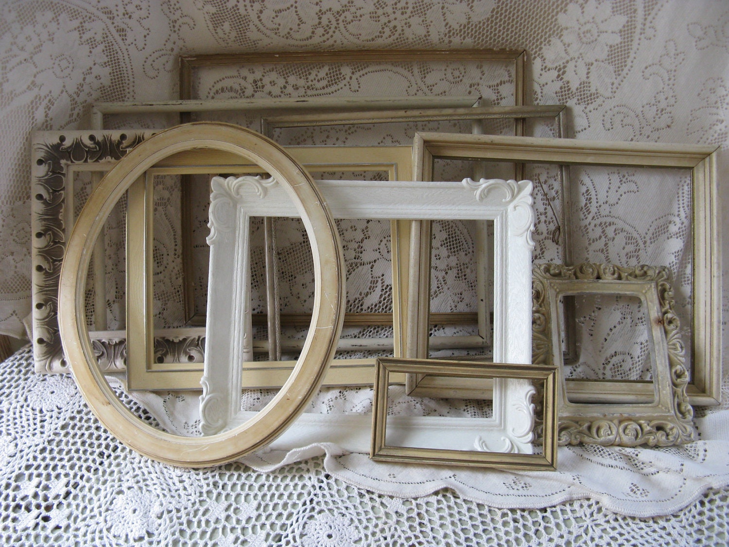 shabby frame collection set of 10 plaster wood plastic resin creams and gold weddings home decor