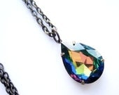 LAST ONE Rainbow Tear Drop Crystal Necklace
