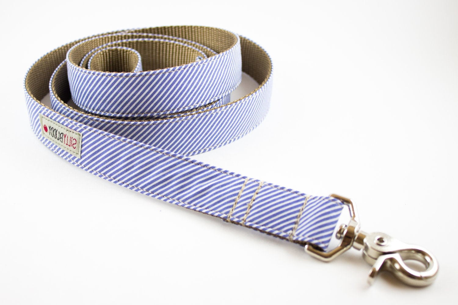 Classic Blue Seersucker Dog Leash