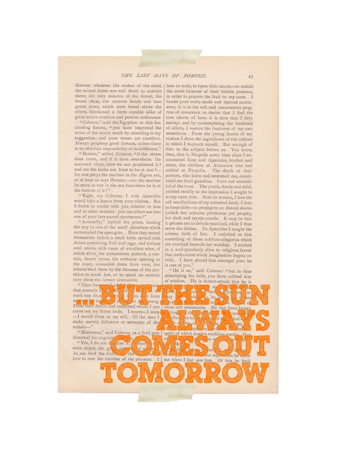 inspirational print dictionary art But the Sun Always Comes Out Tomorrow motivational quote
