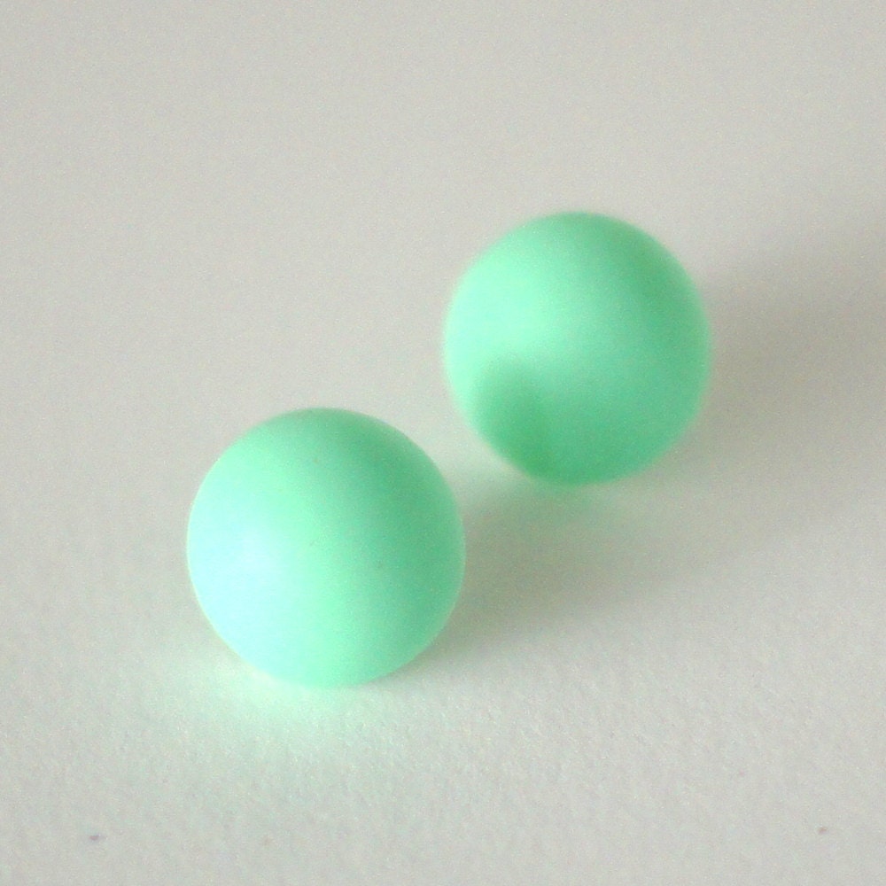 Simple Vintage Round Studs- Mint - Magenta - Yellow - Orange - White - Half Sphere