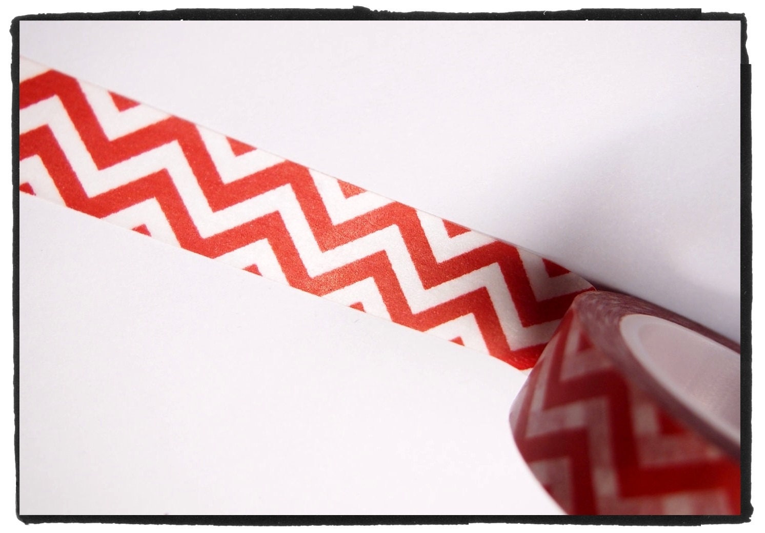 Red & white chevron Washi Tape Full Roll WT241 zig zag