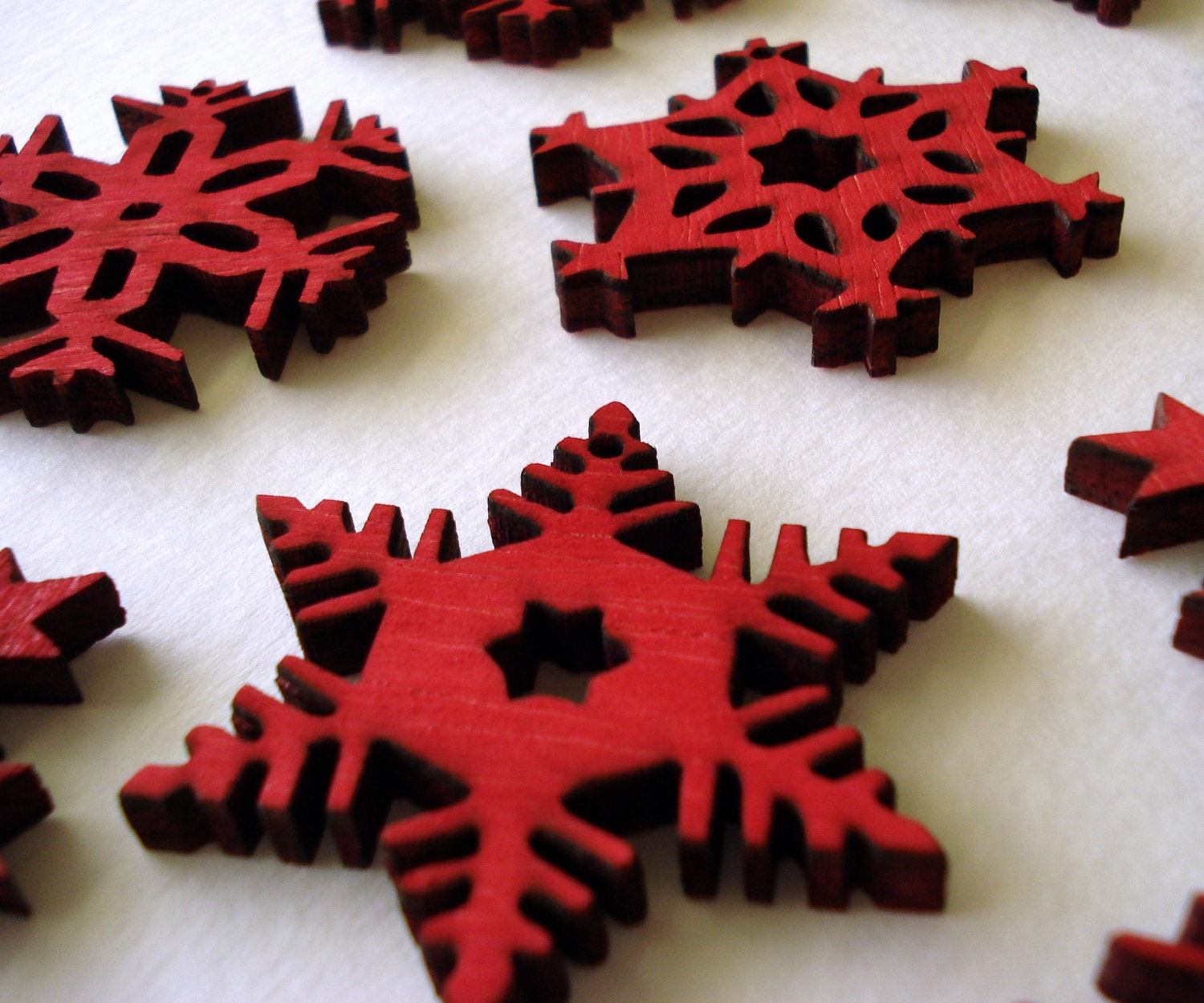 Red Snowflake Ornaments set of 10