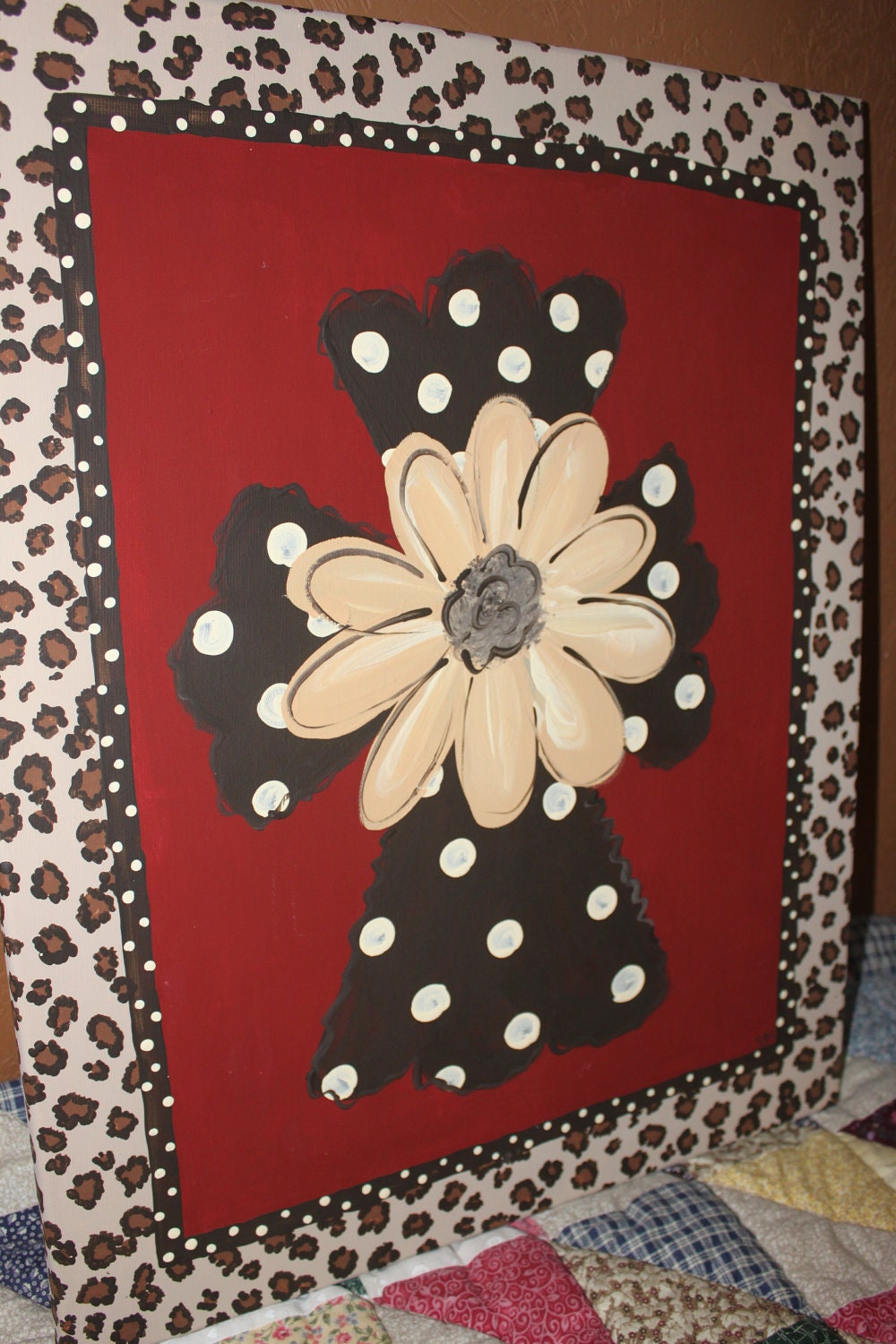 Items similar to Hand Painted Cross on 16x20 canvas wall art wall