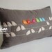 Sukan / Birds Linen Pillow Cover - 12x20 inch - Dirty Gray Beige Soft Brown Orange Red Blue Pink Green Blue
