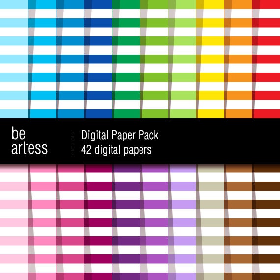 Stripes Digital Paper Pack - 42 striped papers/ 12x12 inches or 8x11 inches(A4) - RMP0003