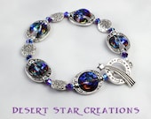 Antiqued Silver Swarovski Crystal Framed Rivoli Bracelet Color Choice