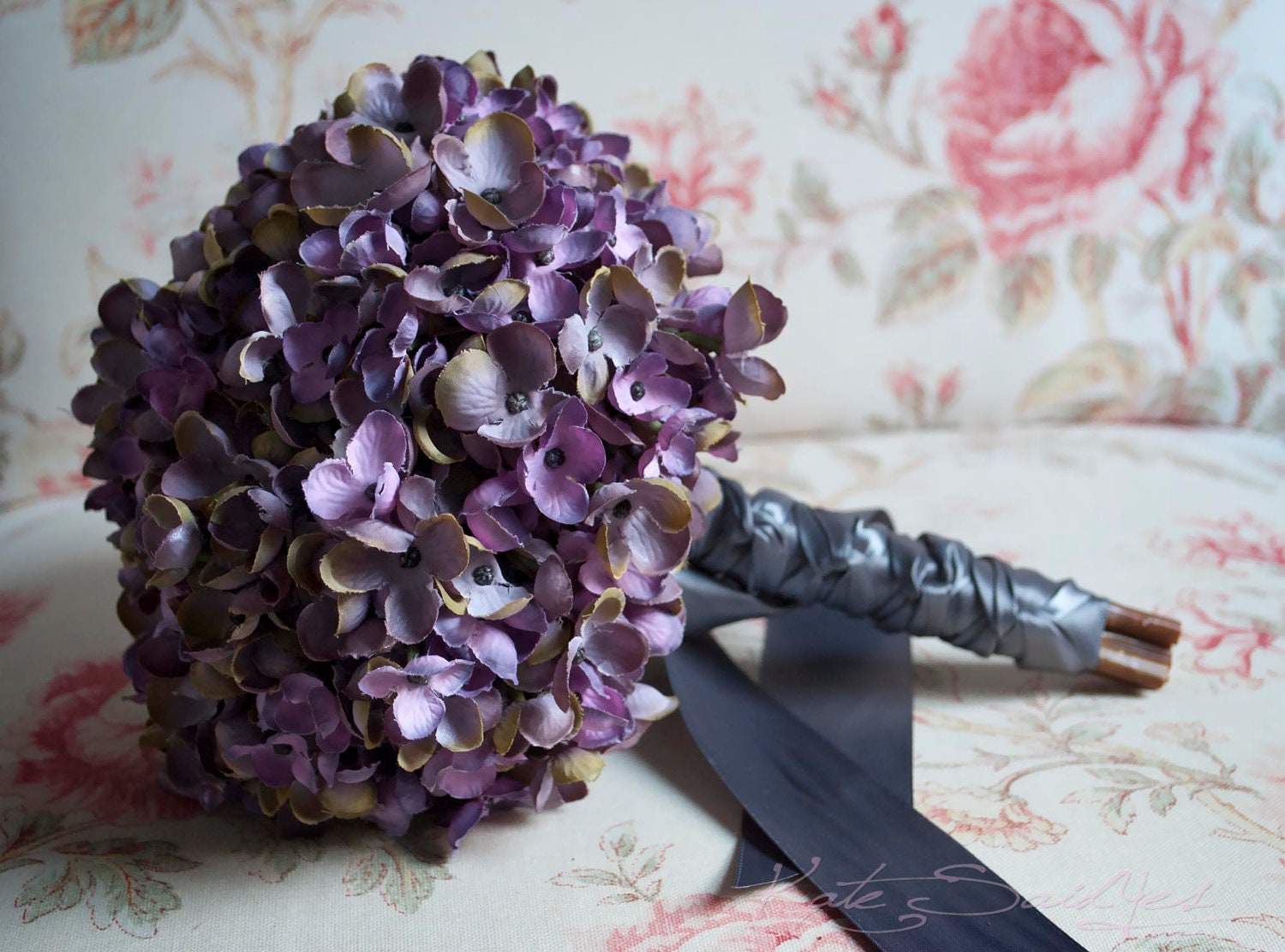 Lavender and Gray Hydrangea Wedding Bouquet