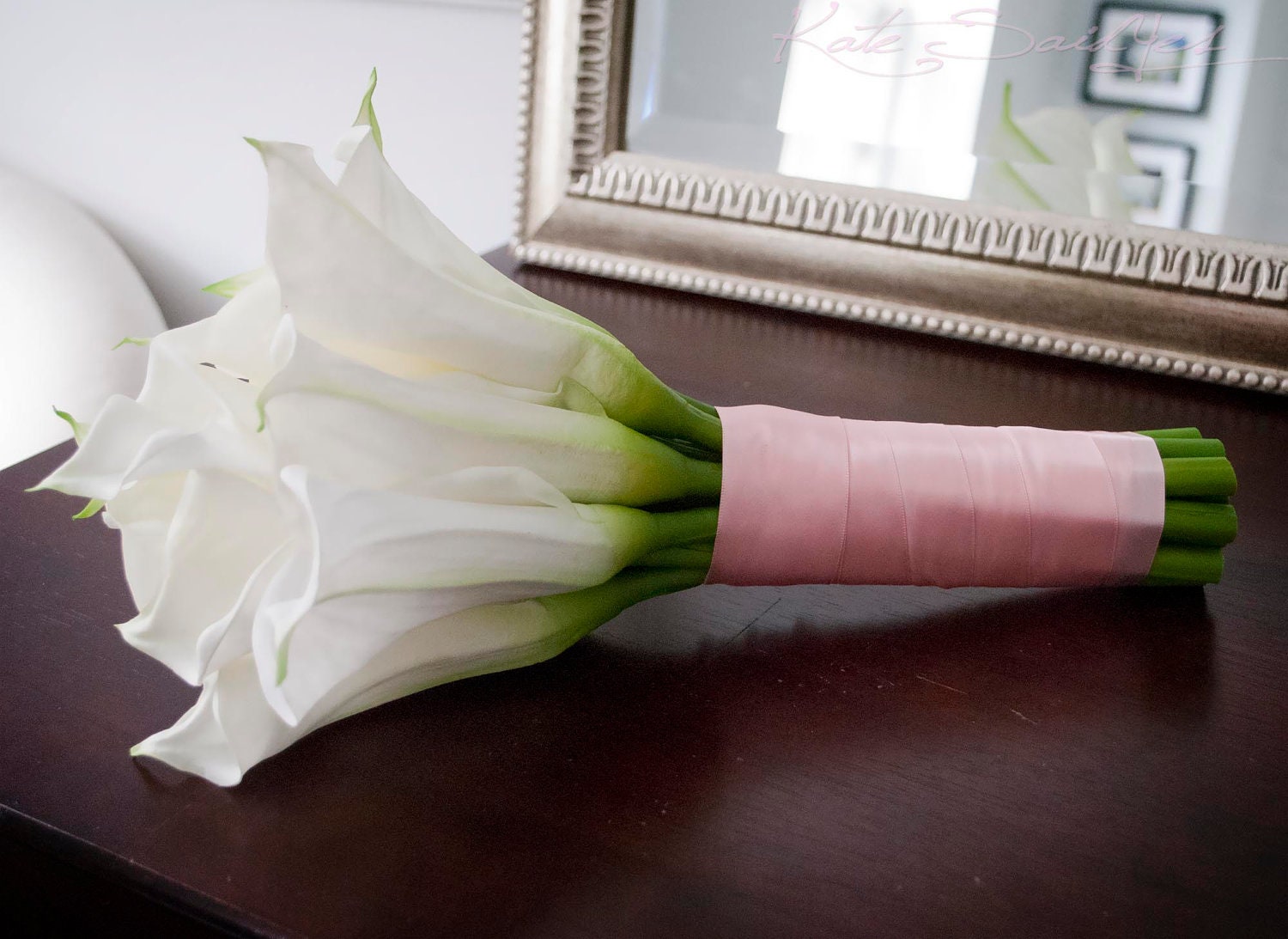 Wedding Bouquet Large Ivory Calla Lily Blush Pink Bridal Bouquet Real Touch