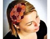 Handmade Felt & Fishnet Stocking Headband -  'Mildred Pierce Petals'