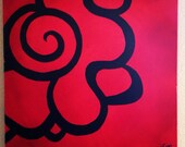 Single rose painting // red // floral 20x20