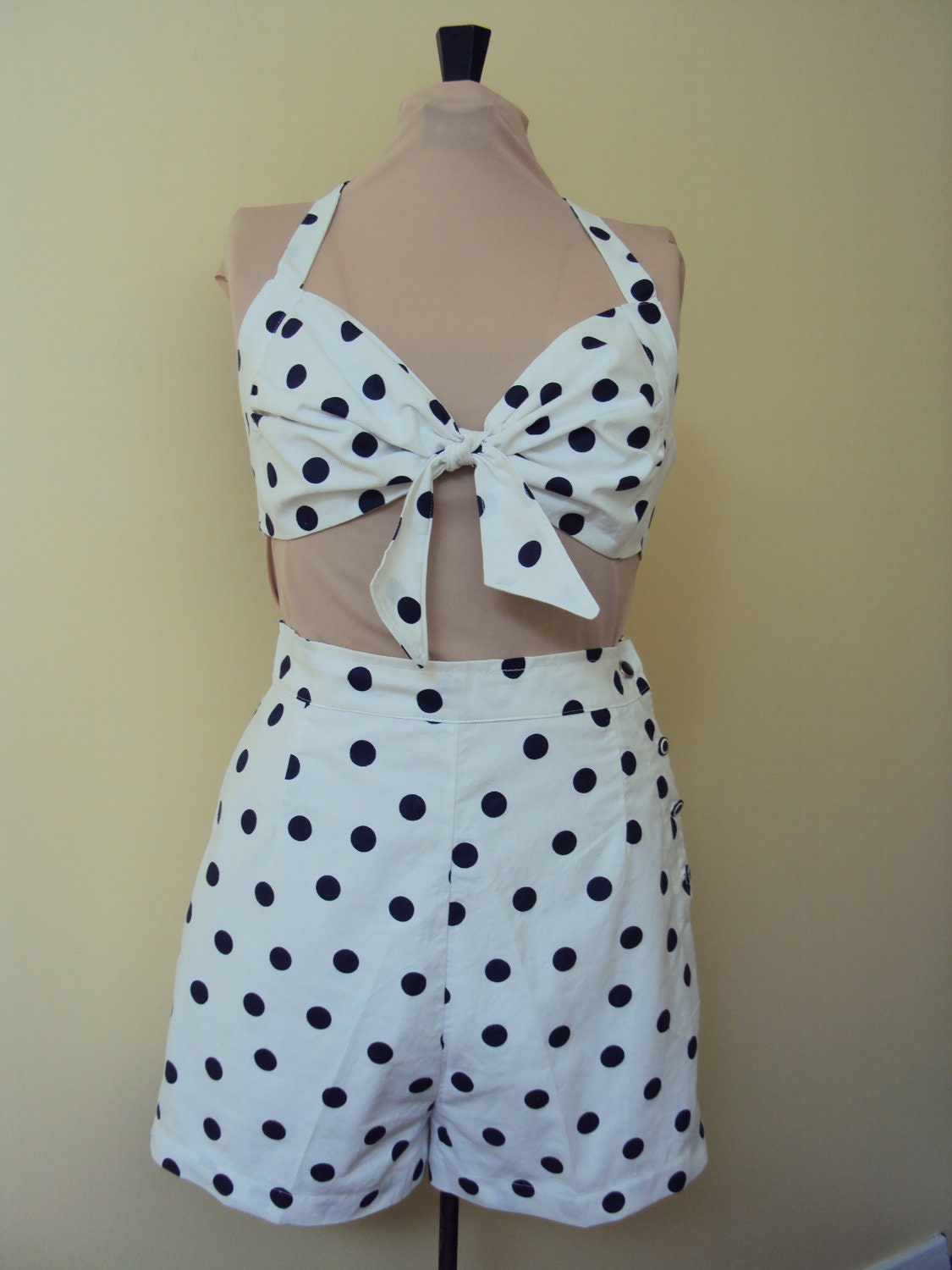 Reserved - Handsewn vintage inspired swim playsuit