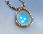Copper necklace enameled with double chain